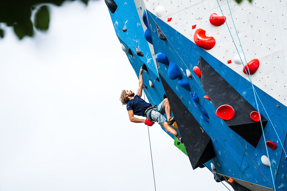 @davidgoesclimbing bei dem Wettbewerb in Innsbruck